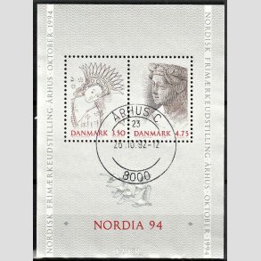 FRIM�RKER DANMARK | 1992 - AFA 1011-12 - Nordia 94. - 3,50 + 4,75 Kr. Miniark - Pragt Stemplet �rhus C
