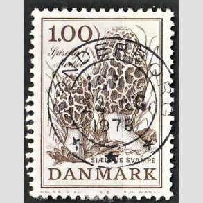 FRIM�RKER DANMARK | 1978 - AFA 669 - Sj�ldne svampe - 1,00 Kr. brun - Pragt Stemplet