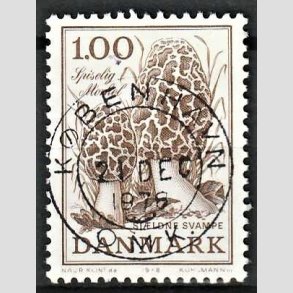 FRIM�RKER DANMARK | 1978 - AFA 669 - Sj�ldne svampe - 1,00 Kr. brun - Pragt Stemplet