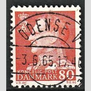 FRIMRKER DANMARK | 1961-62 - AFA 400 - Fr. IX 80 re orangegul - Pragt Stemplet Odense V