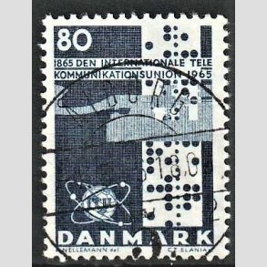 FRIM�RKER DANMARK | 1965 - AFA 434 - Telekommunikation 100 �r - 80 �re bl� - Lux Stemplet �lborg