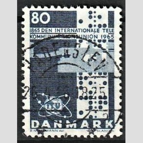 FRIM�RKER DANMARK | 1965 - AFA 434 - Telekommunikation 100 �r - 80 �re bl� - Lux Stemplet Haderslev