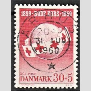 FRIMRKER DANMARK | 1959 - AFA 378 - Rde Kors - 30 + 5 re rd - Pragt Stemplet rhus