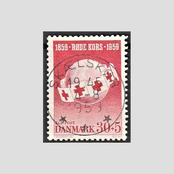 FRIMRKER DANMARK | 1959 - AFA 378 - Rde Kors - 30 + 5 re rd - Pragt Stemplet Sklskr