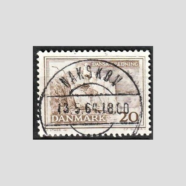 FRIMRKER DANMARK | 1962 - AFA 411 - Mns klint - 20 re grbrun - Pragt Stemplet Nakskov