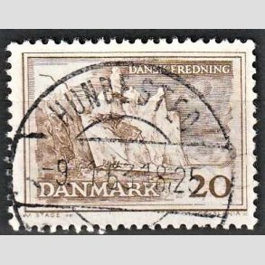 FRIM�RKER DANMARK | 1962 - AFA 411 - M�ns klint - 20 �re gr�brun - Pragt Stemplet Hundested