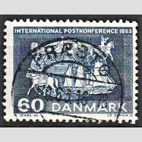 FRIM�RKER DANMARK | 1963 - AFA 417 - Postkonference - 60 �re bl� - Pragt Stemplet Pr�st�