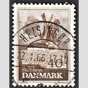 FRIM�RKER DANMARK | 1965 - AFA 440 - Fredning - 40 �re brun - Pragt Stemplet Helsing�r