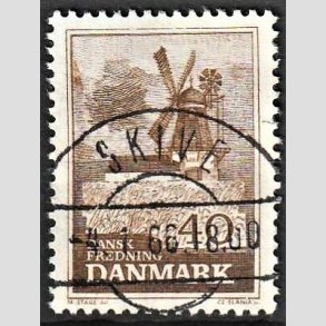 FRIM�RKER DANMARK | 1965 - AFA 440 - Fredning - 40 �re brun - Pragt Stemplet Skive