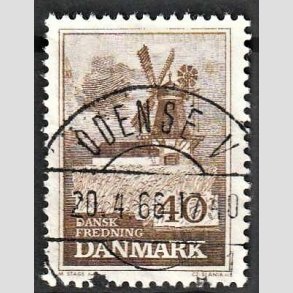 FRIM�RKER DANMARK | 1965 - AFA 440 - Fredning - 40 �re brun - Pragt Stemplet Odense V