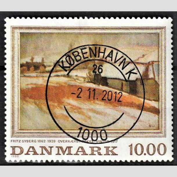 FRIMRKER DANMARK | 1988 - AFA 922 - Fritz Syberg - 10,00 Kr. flerfarvet - Pragt Stemplet