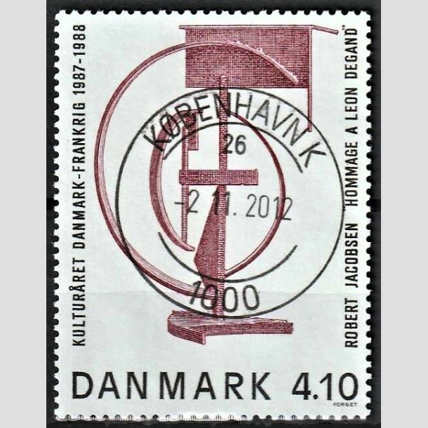 FRIMRKER DANMARK | 1988 - AFA 918 - Dansk-fransk kulturr - 4,10 Kr. brunrd/sort - Pragt Stemplet