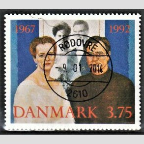 FRIM�RKER DANMARK | 1992 - AFA 1023 - S�lvbryllup - 3,75 Kr. flerfarvet - Pragt Stemplet