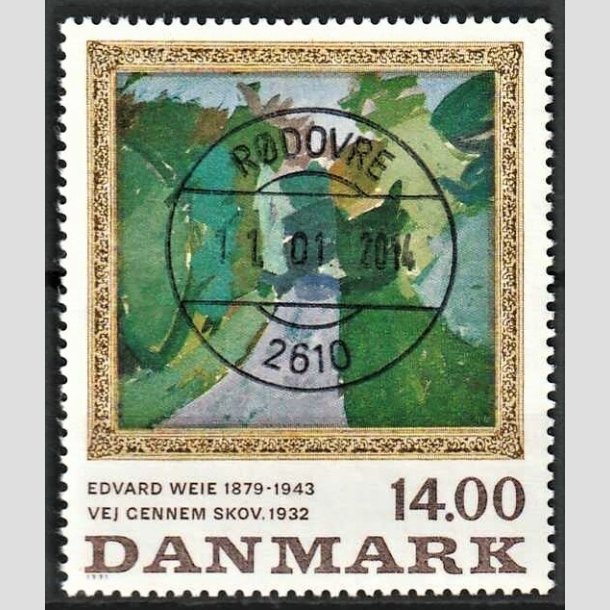 FRIMRKER DANMARK | 1991 - AFA 1006 - Edvard Weie - 14,00 Kr. flerfarvet - Pragt Stemplet