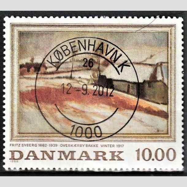 FRIMRKER DANMARK | 1988 - AFA 922 - Fritz Syberg - 10,00 Kr. flerfarvet - Pragt Stemplet