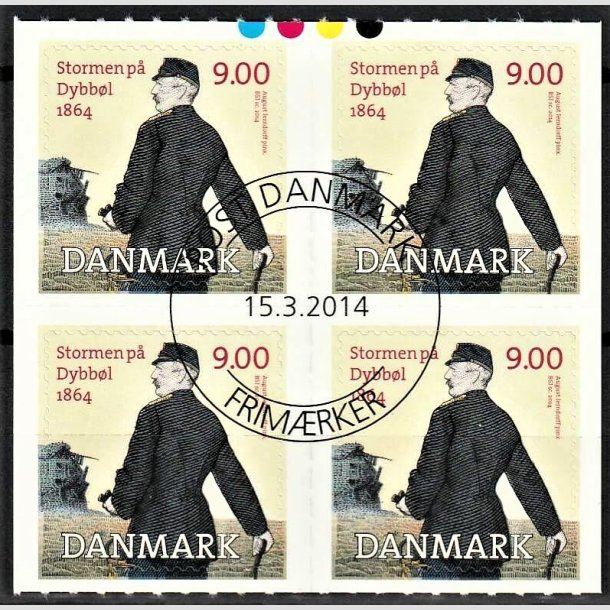 FRIMRKER DANMARK | 2014 - AFA 1770 - Dybbl 1864 - 9,00 Kr. flerfarvet i 4-blok - Lux Stemplet