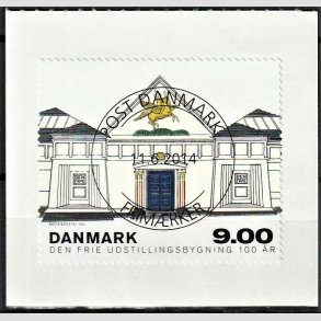 FRIMRKER DANMARK | 2014 - AFA 1787 - Den Frie Udstillingsbygning 100 r. - 9,00 kr. flerfarvet - Pragt Stemplet