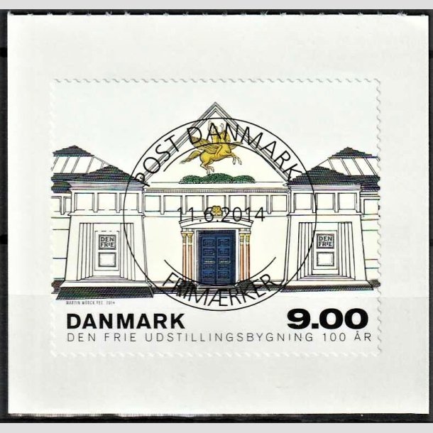 FRIMRKER DANMARK | 2014 - AFA 1787 - Den Frie Udstillingsbygning 100 r. - 9,00 kr. flerfarvet - Pragt Stemplet