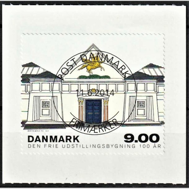 FRIMRKER DANMARK | 2014 - AFA 1787 - Den Frie Udstillingsbygning 100 r. - 9,00 kr. flerfarvet - Pragt Stemplet
