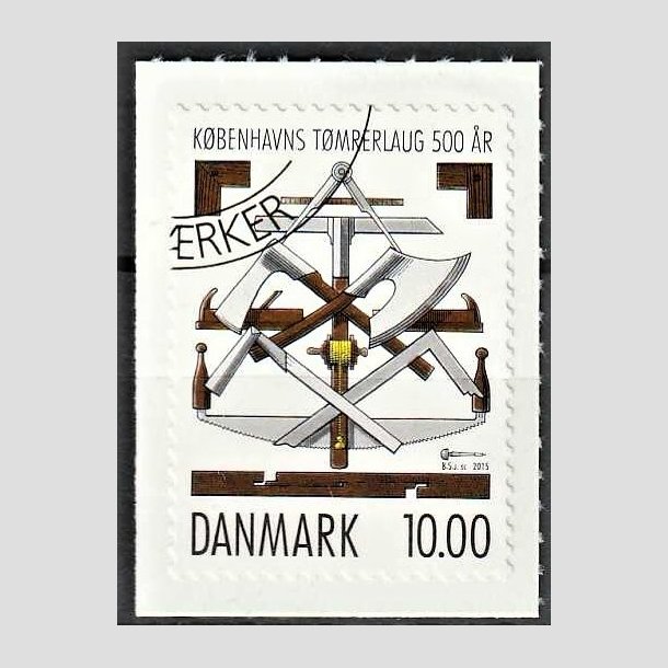 FRIMRKER DANMARK | 2015 - AFA 1834 - Kbenhavns Tmrelaug 500 r - 10,00 Kr. flerfarvet - Hjrne Stemplet