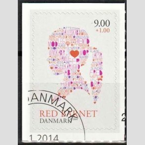 FRIMRKER DANMARK | 2013 - AFA 1768 - Red barnet - 9,00 + 1 Kr. flerfarvet - Hjrne stemplet