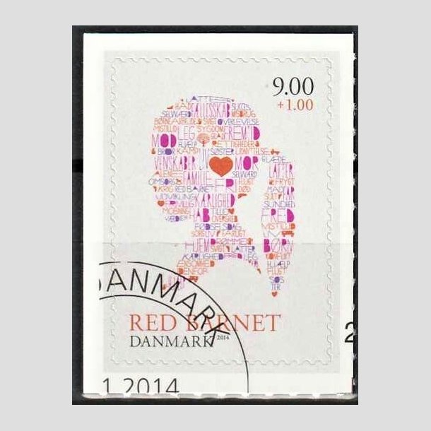 FRIMRKER DANMARK | 2013 - AFA 1768 - Red barnet - 9,00 + 1 Kr. flerfarvet - Hjrne stemplet