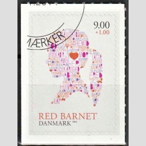 FRIMRKER DANMARK | 2013 - AFA 1768 - Red barnet - 9,00 + 1 Kr. flerfarvet - Hjrne stemplet