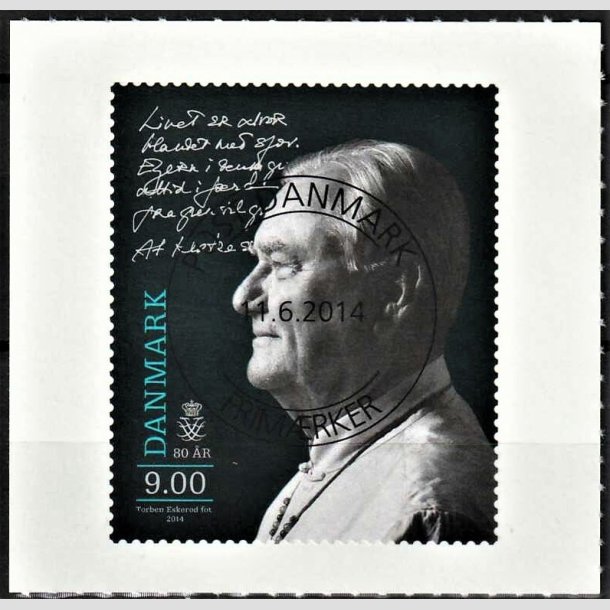 FRIMRKER DANMARK | 2014 - AFA 1786 - Prinsgemalen 80 r. - 9,00 kr. flerfarvet - Pragt Stemplet 