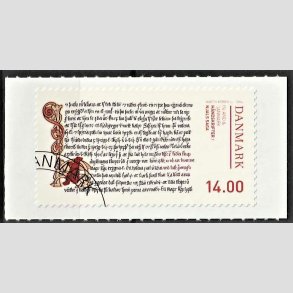 FRIM�RKER DANMARK | 2014 - AFA 1792 - H�ndskrifter - 14,00 Kr. Njals Saga - Hj�rne Stemplet