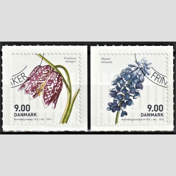 FRIMRKER DANMARK | 2014 - AFA 1766,1767 - Forrsblomster - 9,00 + 9,00 Kr. flerfarvet - Hjrne Stemplet