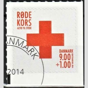 FRIMRKER DANMARK | 2014 - AFA 1782 - Rde Kors - 9,00 + 1,00 Kr. rd - Hjrne Stemplet