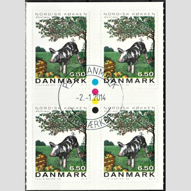 FRIMRKER DANMARK | 2013 - AFA 1764 - Nordisk kkken - 6,50 Kr. flerfarvet i 4-blok - Pragt Stemplet