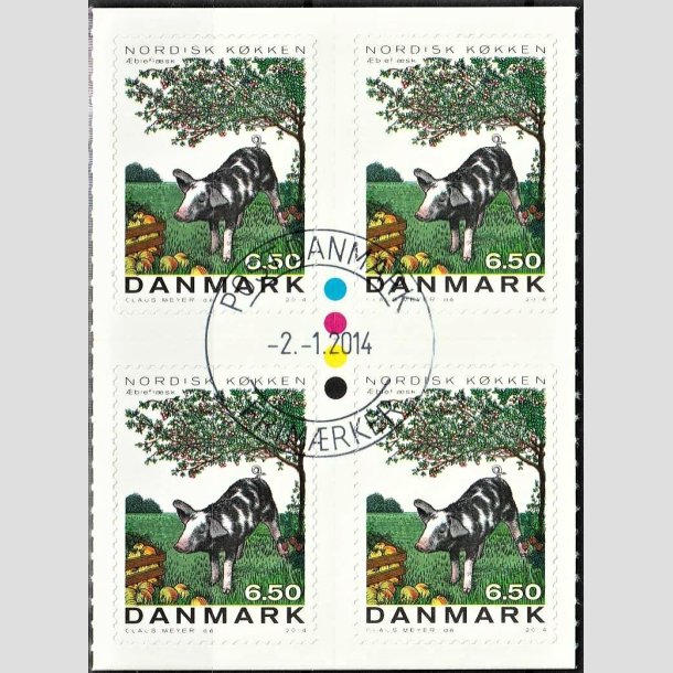 FRIMÆRKER DANMARK | 2013 - AFA 1764 - Nordisk køkken - 6,50 Kr. flerfarvet i 4-blok - Pragt Stemplet