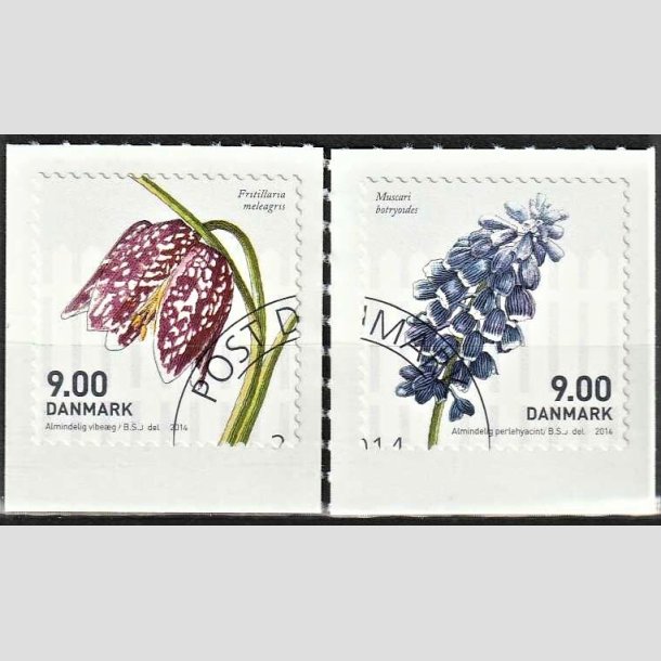 FRIMRKER DANMARK | 2014 - AFA 1766,1767 - Forrsblomster - 9,00 + 9,00 Kr. flerfarvet - Hjrne Stemplet