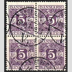 FRIMRKER DANMARK | 1921-25 - AFA 16 - 5 kr. violet i 4-blok - Stemplet