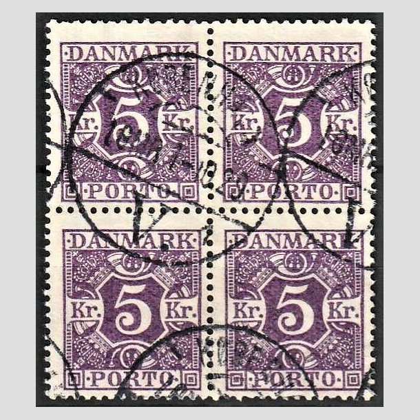 FRIMRKER DANMARK | 1921-25 - AFA 16 - 5 kr. violet i 4-blok - Stemplet