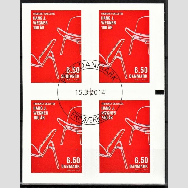 FRIMRKER DANMARK | 2014 - AFA 1773 - Dansk design - 6,50 Kr. flerfarvet i 4-blok - Pragt Stemplet
