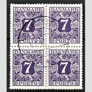 FRIMRKER DANMARK | 1930 - AFA 21 - 7 re violet i 4-blok - Stemplet (AFA kr. 1.600,-)