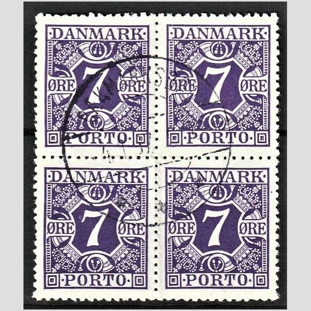 FRIMRKER DANMARK | 1930 - AFA 21 - 7 re violet i 4-blok - Stemplet (AFA kr. 1.600,-)