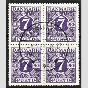 FRIMRKER DANMARK | 1930 - AFA 21 - 7 re violet i 4-blok - Stemplet