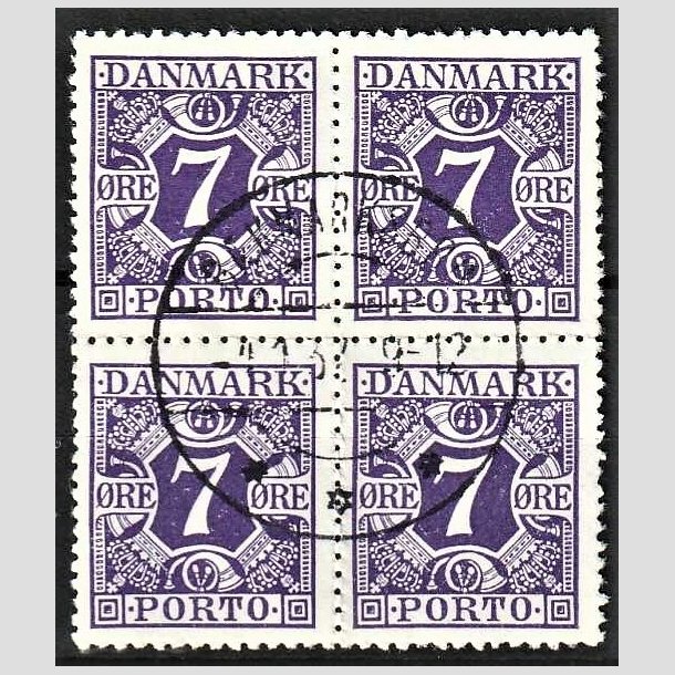 FRIMRKER DANMARK | 1930 - AFA 21 - 7 re violet i 4-blok - Stemplet