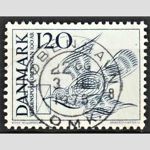 FRIM�RKER DANMARK | 1974 - AFA 579 - Verdenspostforeningen 100 �r - 120 �re bl� - Pragt Stemplet