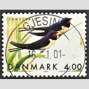 FRIM�RKER DANMARK | 1999 - AFA 1222 - Danske tr�kfugle - 4,00 Kr. landsvaler - Pragt Stemplet Gjesing