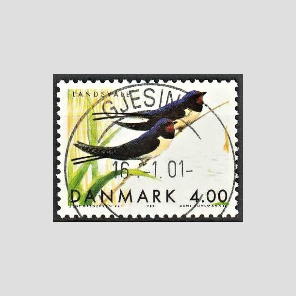 FRIMRKER DANMARK | 1999 - AFA 1222 - Danske trkfugle - 4,00 Kr. landsvaler - Pragt Stemplet Gjesing