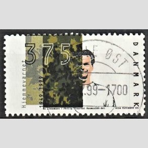 FRIM�RKER DANMARK | 1999 - AFA 1207 - Hjemmev�rnet 50 �r - 3,75 Kr. flerfarvet - Pragt Stemplet Vejle �st