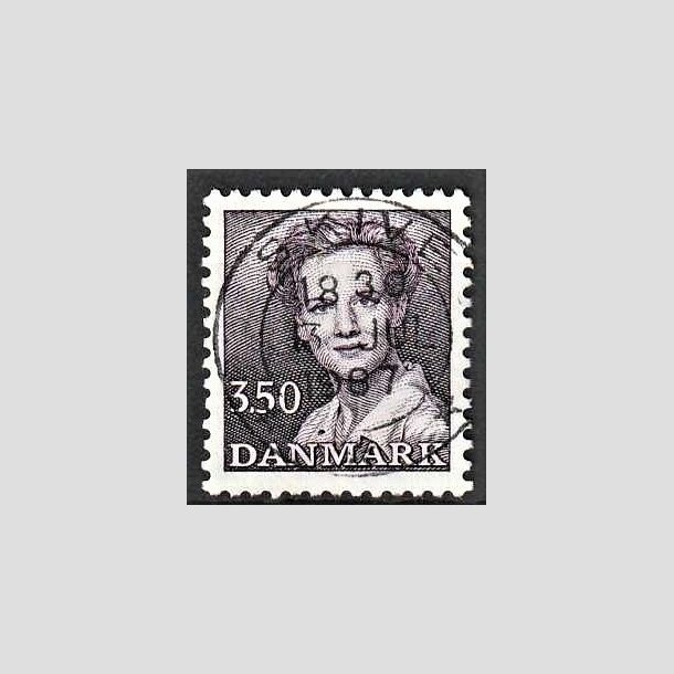 FRIMRKER DANMARK | 1985 - AFA 821 - Dronning Margrethe - 3,50 Kr. brunviolet - Pragt Stemplet Skive