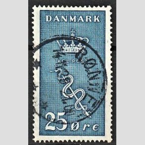 FRIM�RKER DANMARK | 1929 - AFA 180 - 25+5 �re bl� Kr�ftfrim�rke - Stemplet