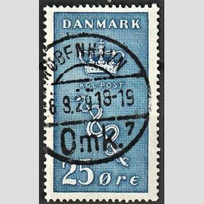 FRIM�RKER DANMARK | 1929 - AFA 180 - 25+5 �re bl� Kr�ftfrim�rke - P�nt Stemplet