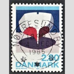 FRIM�RKER DANMARK | 1985 - AFA 845 - Kunst Helge Refn - 2,80 Kr. flerfarvet - Pragt Stemplet N�rresundby�rs