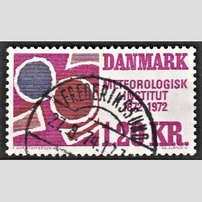 FRIM�RKER DANMARK | 1972 - AFA 523 - Meterologisk Institut 100 �r - 1,20 Kr. r�dviolet/r�dbrun/bl� - Lux Stemplet Frederikssund